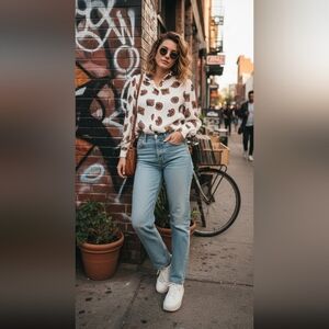 Rhoda Lee Vintage Cream Buttoned Blouse with Peter Pan Collar